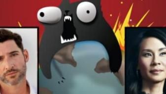 Tom Ellis et Lucy Liu dans la série animée « Exploding Kittens » pour Netflix Tom Ellis et Lucy Liu dans la série animée « Exploding Kittens » pour Netflix