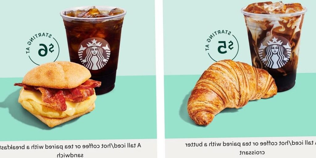 Starbucks se lance dans le regroupement avec de nouvelles offres combinées de petit-déjeuner à 5 $ et 6 $ Starbucks se lance dans le regroupement avec de nouvelles offres combinées de petit-déjeuner à 5 $ et 6 $
