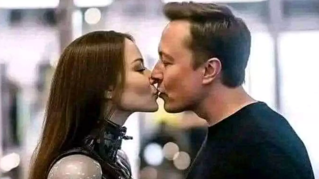 Étrange photo d’Elon Musk embrassant un robot suscite l’étonnement