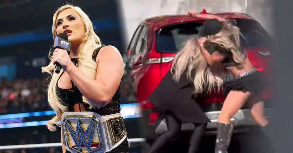 Charlotte Flair écrase Tiffany Stratton contre une voiture dans un combat brutal avant Smackdown Charlotte Flair écrase Tiffany Stratton contre une voiture dans un combat brutal avant Smackdown