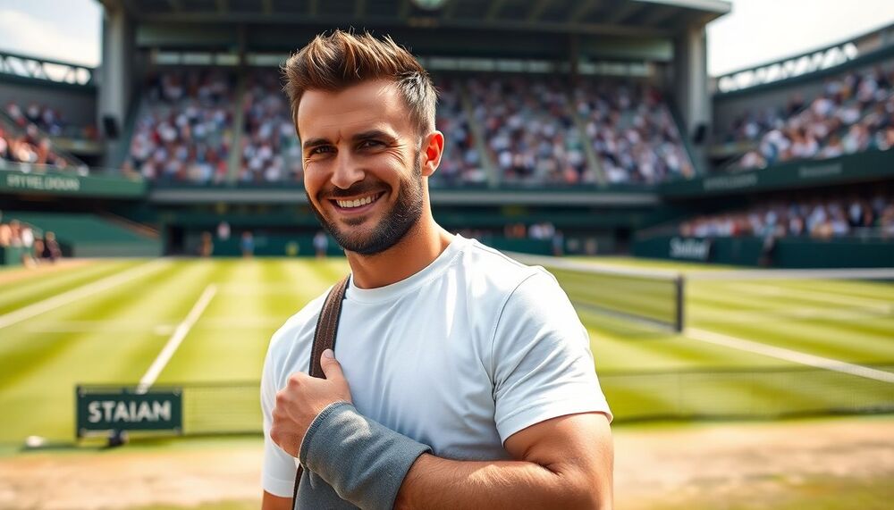 Après l’hôpital, David Beckham sourit avec un bras en écharpe à Wimbledon Après l’hôpital, David Beckham sourit avec un bras en écharpe à Wimbledon