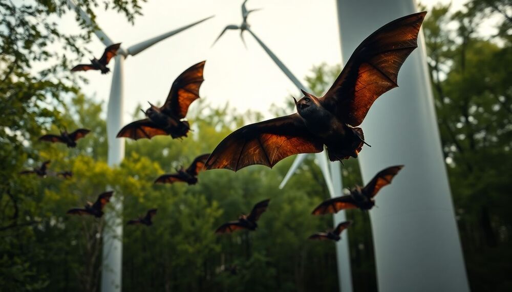 Conflit en plein essor : les chauves-souris forestières évitent les vastes zones autour des éoliennes à déplacement rapide Conflit en plein essor : les chauves-souris forestières évitent les vastes zones autour des éoliennes à déplacement rapide
