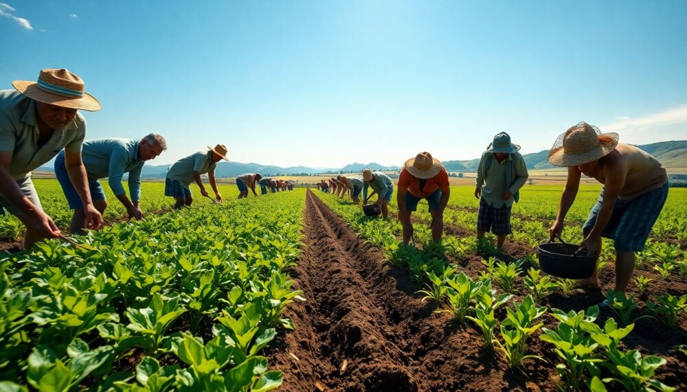 Dans de nombreuses grandes régions agricoles, les ouvriers plantent et récoltent dans une chaleur et une humidité croissantes