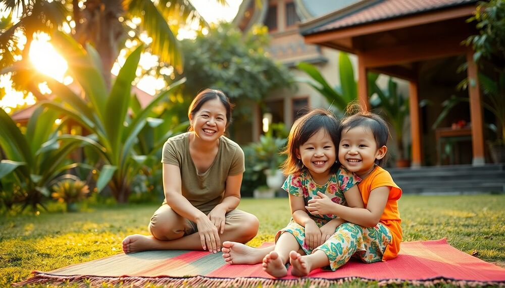 Je vis en Thaïlande avec ma famille et je ressens moins de pression pour être une mère parfaite