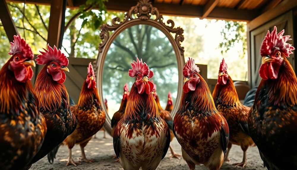 Les coqs pourraient se reconnaître dans le miroir