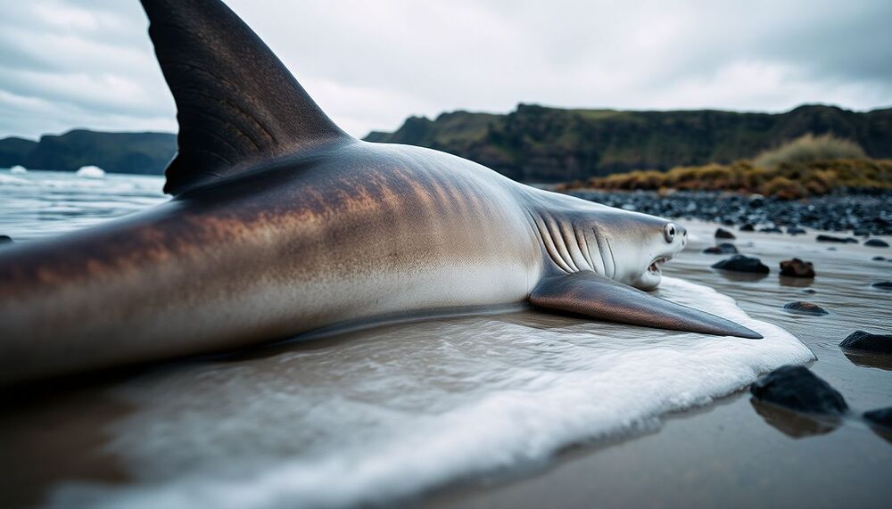 Un rare requin tigre à petites dents de 14 pieds s’échoue sur la côte irlandaise Un rare requin tigre à petites dents de 14 pieds s’échoue sur la côte irlandaise