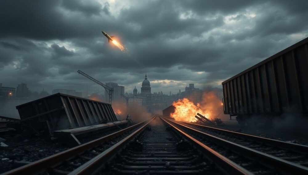 Une frappe de missile vise Kiev alors que des wagons russes déraillent en raison d’une « interférence non autorisée » Une frappe de missile vise Kiev alors que des wagons russes déraillent en raison d’une « interférence non autorisée »