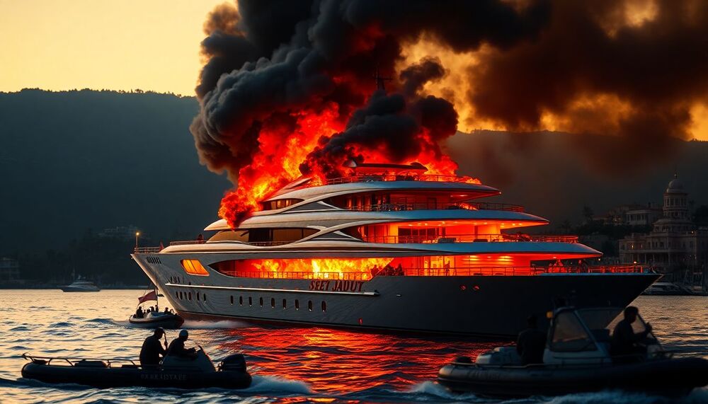 À Saint-Tropez, des images saisissantes montrent le superyacht Sea Lady II en feu À Saint-Tropez, des images saisissantes montrent le superyacht Sea Lady II en feu