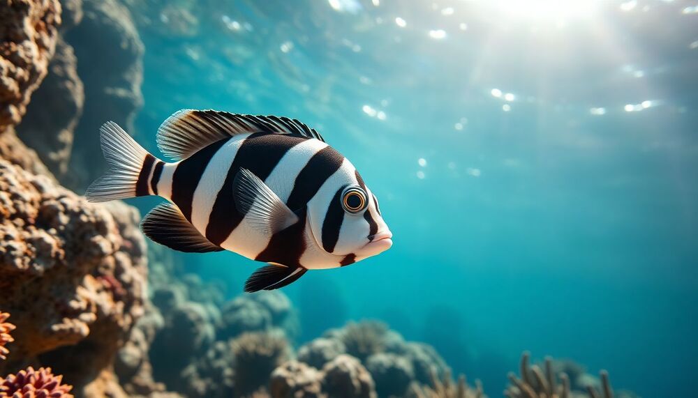 Le poisson zèbre navigue pour trouver sa température confortable Le poisson zèbre navigue pour trouver sa température confortable