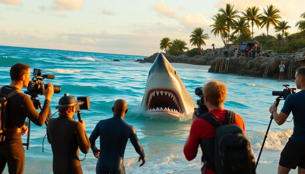 La production explique le tournage des scènes avec le requin