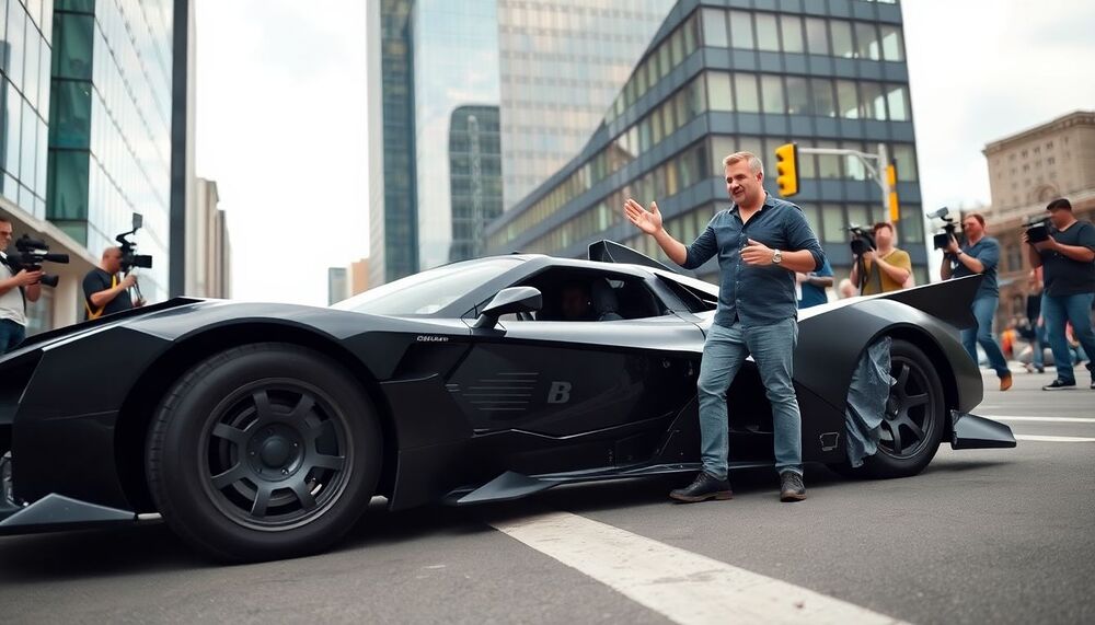 Un automobiliste a fourni une excuse insolite après avoir heurté la Batmobile pendant un tournage Un automobiliste a fourni une excuse insolite après avoir heurté la Batmobile pendant un tournage