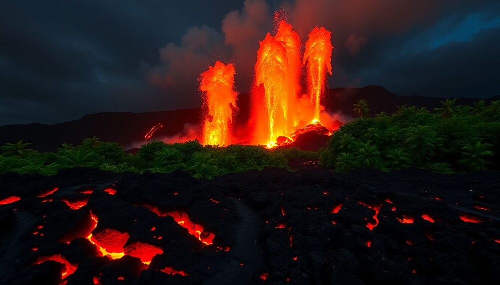 À Hawaï, le volcan Kilauea émet d’impressionnantes fontaines de lave