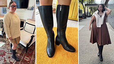 DuoBoots offre des bottes hautes en 9 tailles de mollet et 3 hauteurs, portées par des gens réels