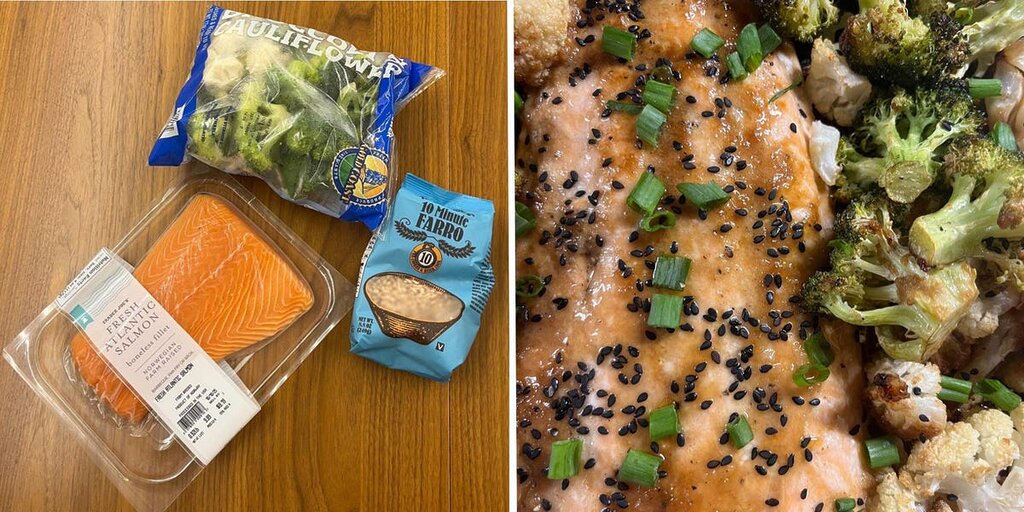 Chaque semaine, je cuisine un dîner protéiné au four avec seulement trois ingrédients de Trader Joe’s Chaque semaine, je cuisine un dîner protéiné au four avec seulement trois ingrédients de Trader Joe’s