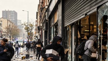Des heures de guérilla urbaine plongent la ville dans le chaos, avec des magasins pillés