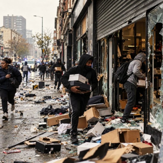 Des heures de guérilla urbaine plongent la ville dans le chaos, avec des magasins pillés