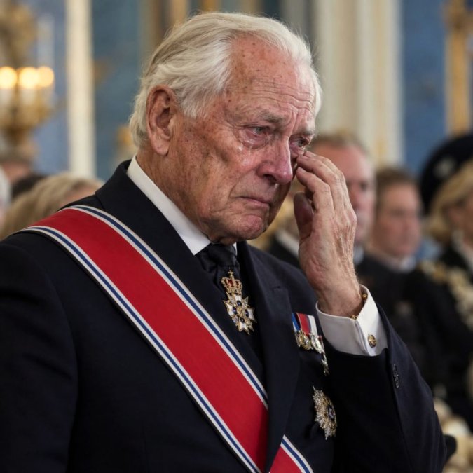 Le roi Haakon VIII de Norvège fond en larmes Le roi Haakon VIII de Norvège fond en larmes